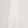 SLEEVELESS LACE APPLIQUE MIDI DRESS White