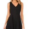 SLEEVELESS V-NECK PLEATED MAXI DRESS Black