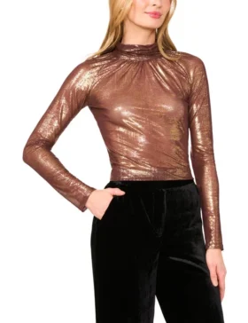SOFINA Ruched Turtleneck Top