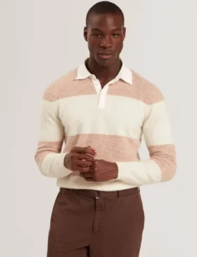 SOLARAN Alpaca Wool Block Stripe Rugby Shirt