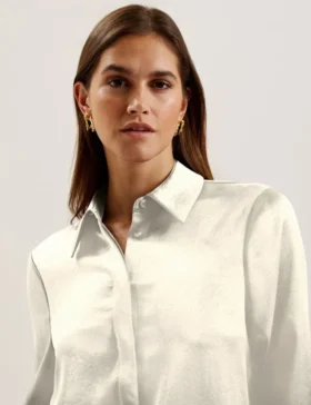 SONORA Satin Longline Covered Placket Blouse
