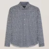 SOREN LONG SLEEVE ARCHIE PRINT SHIRT Dark Denim