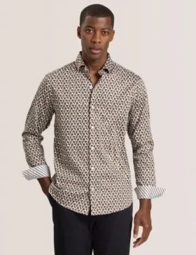 SOREN LONG SLEEVE ARCHIE PRINT SHIRT Dull Gold
