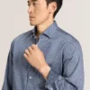 SOREN LONG SLEEVE CLAROT PRINT SHIRT Dark Denim