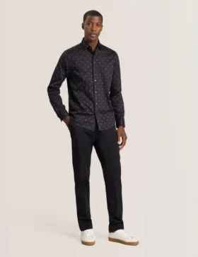 SOREN LONG SLEEVE DAISY PRINT SHIRT Black Beauty