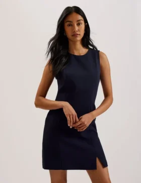 SORRAL Sleeveless Tailored Mini Dress With Side Split