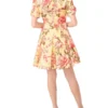 STINA Floral Twist Sleeve Mini Shirt Dress