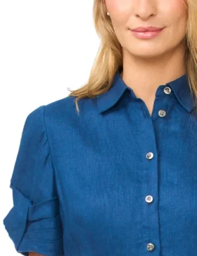 STINA Linen Chambray Mini Shirt Dress