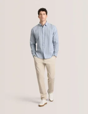 STRIPE SHIRT Striped Woven Long Sleeve Shirt