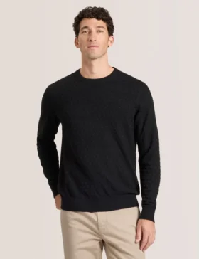 T STITCH LONG SLEEVE CREW NECK SWEATER Black Beauty