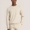 T STITCH LONG SLEEVE CREW NECK SWEATER Egret Heather