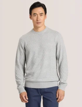 T STITCH LONG SLEEVE CREW NECK SWEATER Grey Heather