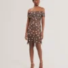 TILDAHH Off-Shoulder Polka Dot Mesh Mini Dress