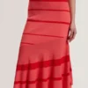 TILLEEA Striped Square Neck Flippy Midi Dress