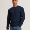TIMMNO Plated Rib Knit Crew Neck Sweater