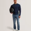TIMMNO Plated Rib Knit Crew Neck Sweater