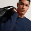 TIMMNO Plated Rib Knit Crew Neck Sweater