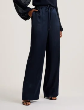 UMAIBO Satin Wide Leg Drawstring Joggers