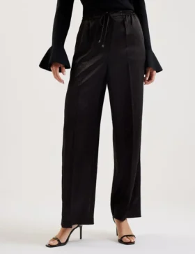 UMAIBO Satin Wide Leg Drawstring Joggers
