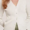 V-NECK CARDIGAN WITH RIB Ivory