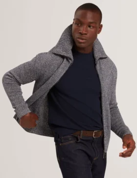 VARINK Twisted Yarn Knit Zip-Through Jumper