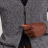 VARINK Twisted Yarn Knit Zip-Through Jumper