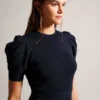 VELVEY Puff Sleeve Mini Dress