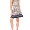 VENUS Tile Print Sleeveless Collared Mini Dress