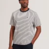 VEXRIN Textural Stripe Crew Neck Cotton T-Shirt