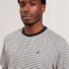 VEXRIN Textural Stripe Crew Neck Cotton T-Shirt
