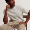 VEXRIN Textural Stripe Crew Neck Cotton T-Shirt
