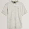 VEXRIN Textural Stripe Crew Neck Cotton T-Shirt