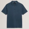 VICTOR Textured Grid Zip Neck Cotton Polo
