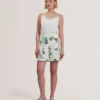 VYLLA Floral High Waist Linen Shorts With Trim Detail