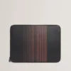 WARENN Striped Woven Leather 13-Inch Laptop Sleeve