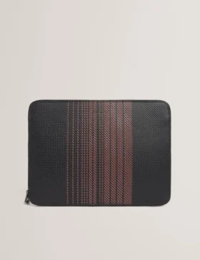 WARENN Striped Woven Leather 13-Inch Laptop Sleeve