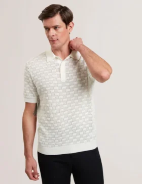 WATERBY Textured Knit Silk Cotton Polo Shirt