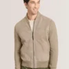 WESLEY Suede Panel Zip-Up Bomber Jacket