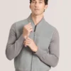 WESLEY Suede Panel Zip-Up Bomber Jacket
