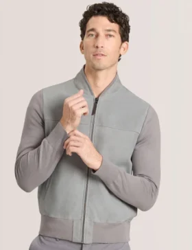 WESLEY Suede Panel Zip-Up Bomber Jacket