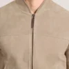 WESLEY Suede Panel Zip-Up Bomber Jacket