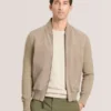 WESLEY Suede Panel Zip-Up Bomber Jacket