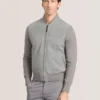 WESLEY Suede Panel Zip-Up Bomber Jacket