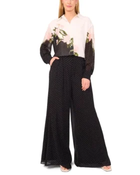 WIDE LEG TUCK PANT Black