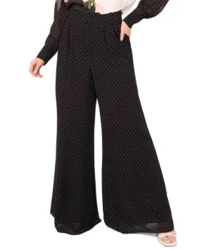 WIDE LEG TUCK PANT Black