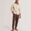 WILKES Long Sleeve Textured Button-Through Polo