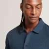 WILKES Long Sleeve Textured Button-Through Polo