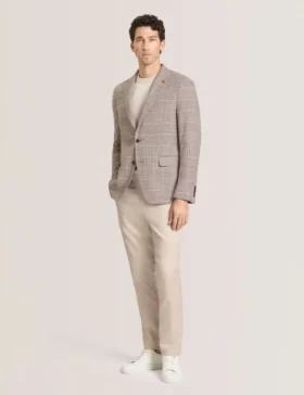 WINFRED Grid Check Cotton Blend Blazer