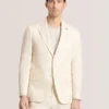 WINFRED Single Breasted Two Button Notch Flat Front Linen Suit Jacket