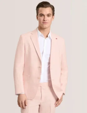 WINFRED Single Breasted Two Button Notch Flat Front Linen Suit Jacket